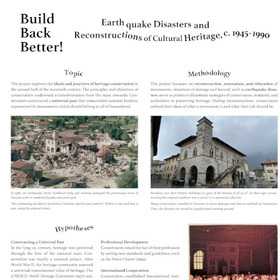 Julian Schellong | Build Back Better! Earthquake Disasters and Reconstructions of Cultural Heritage, c. 1945-1990