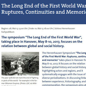 The Long End of the First World War: Ruptures, Continuities and Memories